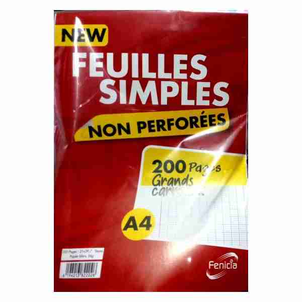 Feuilles Simples Non Perforées 200 Pages A4 Seyes Fenicia
