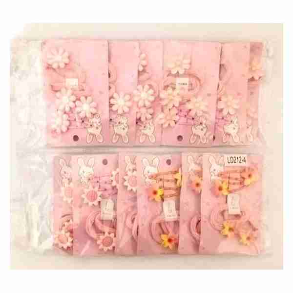 Pochette de 2 Elastiques & 2 Pinces motif Fleur 2